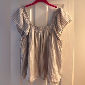 a new day Beige Striped Blouse